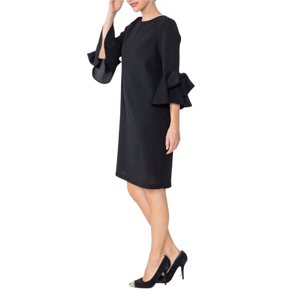 IC Collection $195 Black Bow Sleeve Black Classic Dress Size XS